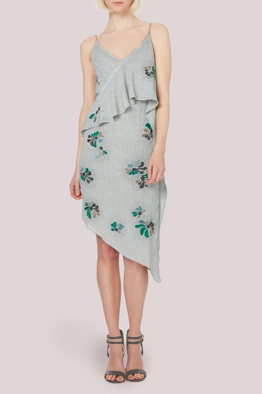 Zafira Frill Strap Layered Ruffle Dress Floral Print Black/White main image 1
