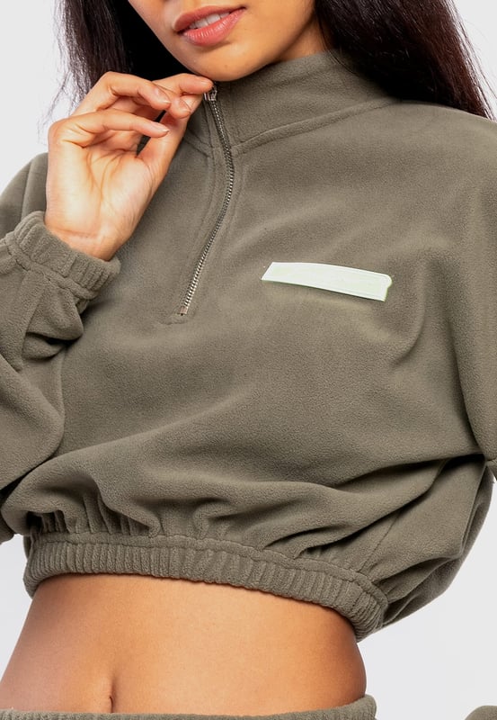 Tom Barron Dames Casual Cropped Fleece Stijlvol Oversized Trainingspak