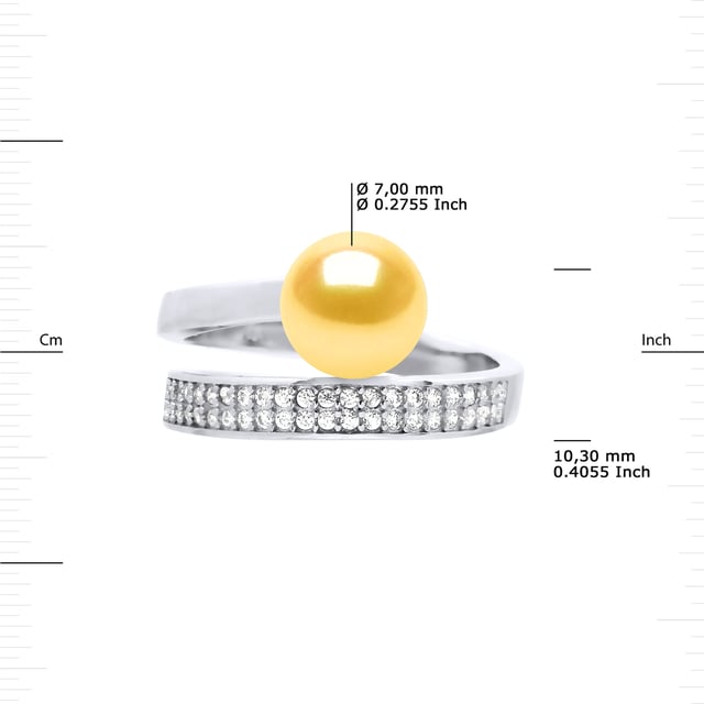 Ring Rush Genuine Freshwater Pearl Round 7-8 mm - AAAA Quality + - COLORI GOLD - Paving oxides of zirconium - Justerbar från storlek 48 till storlek 62 - 925 Thousandth rhodium - 2 års garanti mot tillverkningsfel - Levereras i sitt fodral med ett äkthetscertifikat och en internationell garanti - Alla våra smycken är tillverkade i Frankrike.