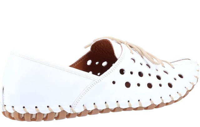 Indulge in luxurious comfort with this Italian-inspired summer casual shoe from Riva. Designed for all-day wear, it features a super flexible sole unit and a deeply cushioned foam footbed, providing exceptional support and comfort. The shoes soft and supple leather uppers are complemented by a low-profile design with a polished leather heel rim, adding a touch of sophistication. A stylish bicycle toe front, adorned with circular perforations and punched details, enhances its aesthetic appeal. The elasticated lace front offers a comfortable, stretch fit, while the luxuriously soft leather lining and ergonomically shaped footbed ensure your feet remain pampered throughout the day. The sole unit, complete with rope stitching, adds a final touch of craftsmanship and flexibility.- Leather upper- Elasticated laces- Cushioned footbed- Leather lining- Durable rubber outsole