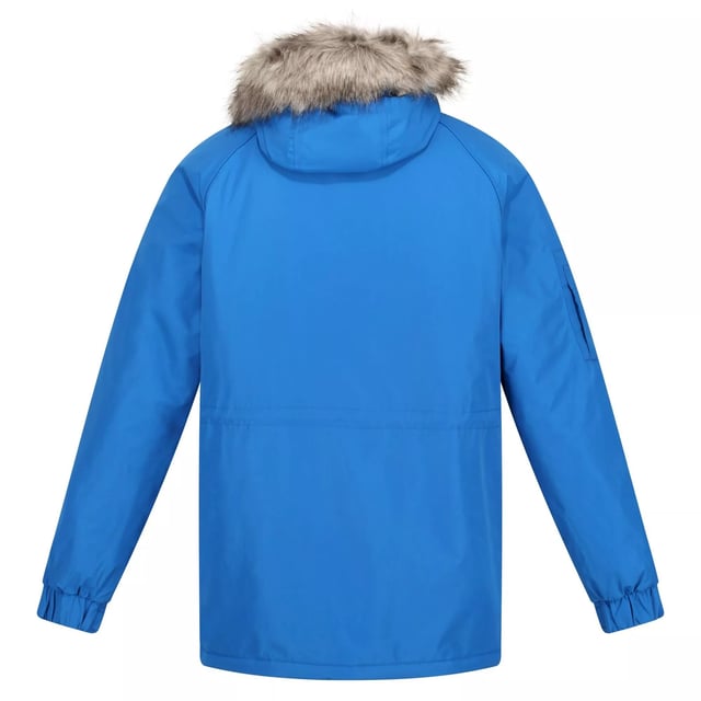 Material: 100% Polyester. Fabric: Peached. Lining: Taffeta. Design: Logo, Plain. Adjustable Waist, High Warmth, Taped Seams. Fabric Technology: Breathable, DWR Finish, Insulating, Isotex 5000, Quick Dry, Thermo-Guard, Waterproof, Windproof. Cuff: Adjustable. Neckline: Hooded. Sleeve-Type: Long-Sleeved. Hood Features: Faux Fur Trim, Grown On Hood, Toggle Adjuster. Pockets: Internal Zip Pocket, 1 Sleeve Pocket, Zip, 2 Lower Pockets, Flap Closure, Snap Fastening. Fastening: Two Way Zip. 5000g/m¬≤/24hrs. Hem: Shockcord Hem.