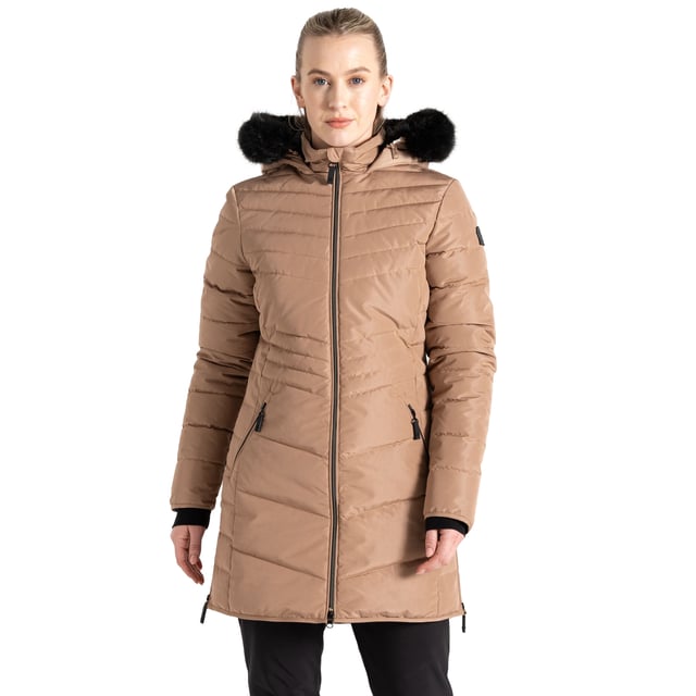 100% Polyester. Filling: Iloft Ecofill, Recycled. Design: Plain. Fabric Technology: Ared 10000, Breathable, DWR Finish, PFC Free, PFOA Free, PFOS Free, Showerproof, Thermal, Waterproof. High Warmth, Padded, Twin Zipped Slits. Neckline: Hooded. Sleeve-Type: Long-Sleeved. Hood Features: Adjustable, Detachable Faux Fur Trim. Length: Mid Length. Pockets: 2 Lower Pockets, Zip. Fastening: Two Way Zip. Sustainability: Made from Recycled Materials, Sustainable Materials. 6 UK: 30 in. 8 UK: 32 in. 10 UK: 34 in. 12 UK: 36 in. 14 UK: 38 in. 20 UK: 45 in. 18 UK: 43 in. 16 UK: 40 in.
