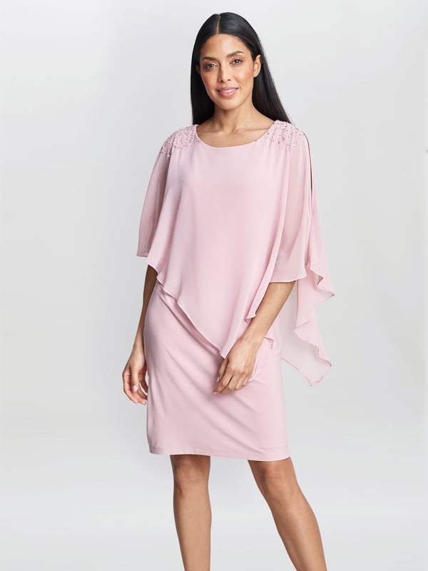Zenna Beaded Shoulder Chiffon Dress