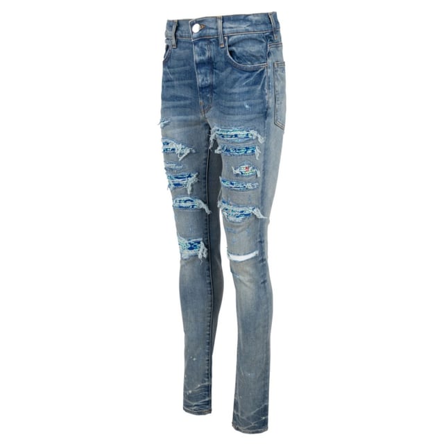 Jean skinny à patchwork bleu clair Amiri, €1.283