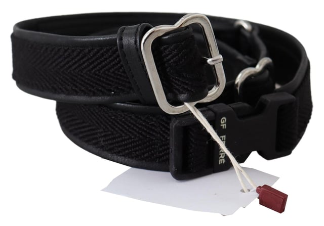 Brand: GF FERRE
  Condition: New with tags
  Material: 100% Authentic Leather
  Buckle: Chrome metal
  Design: Waist belt
  Color: Black
  Pattern: Solid-textured
  Logo details
  Made in Italy
Material: Leather  Cotton