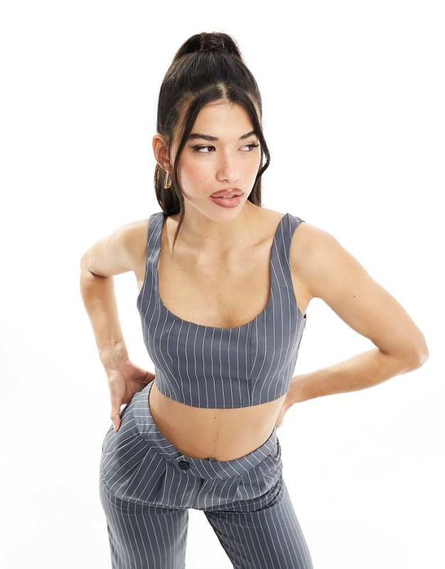 Tops by Missyempire Part of a co-ord set Bottoms sold separately Stripe design Scoop neck Zip-back fastening Cropped length Regular fitSold By: Asos