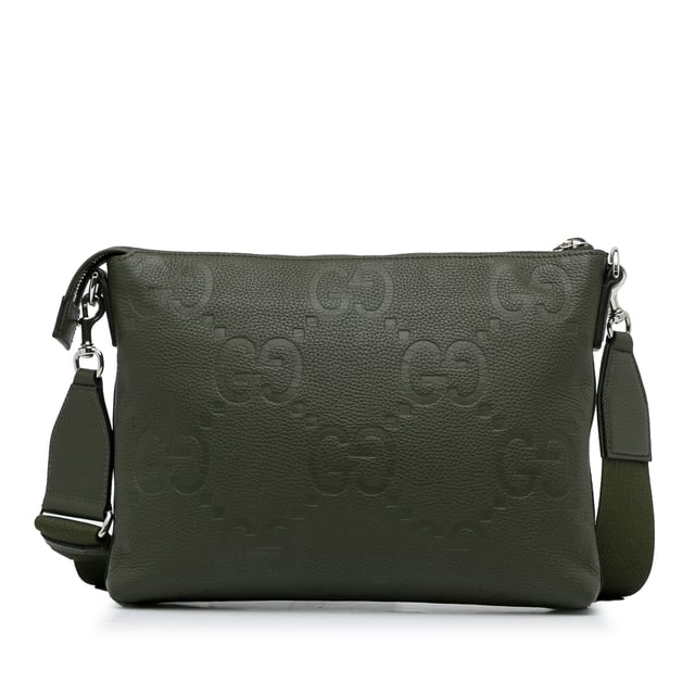Vintage Gucci Medium Jumbo GG Embossed Messenger Bag Green