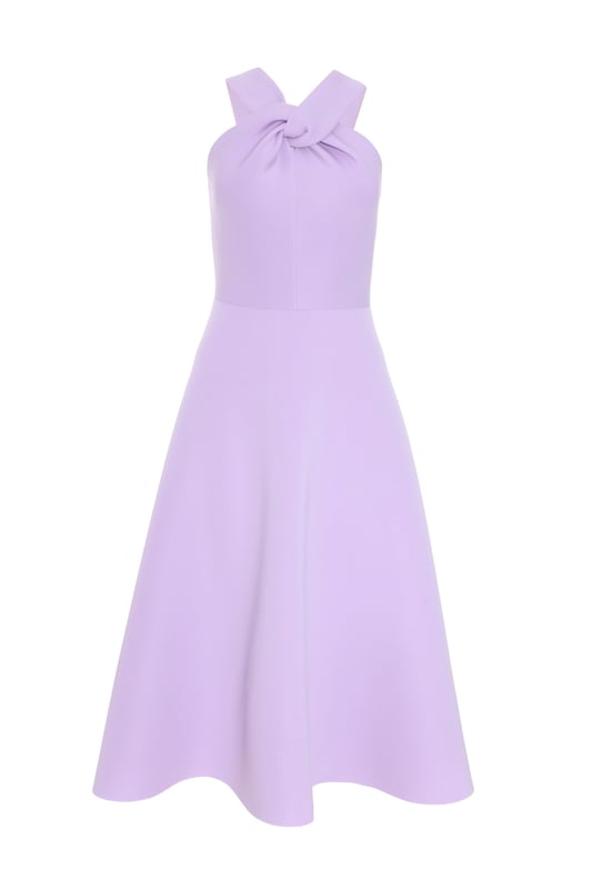 Lilac Halter Neck Skater Midi Dress