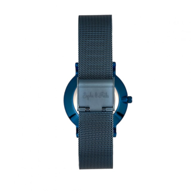 Polished Alloy Case ; Precision Japanese Quartz Movement ; Non-Glare Scratch-Resistant Mineral Crystal ; 12 Swarovski Crystal Markers on Dial; Logo-Engraved Stainless Steel Caseback ; Mesh Alloy Bracelet; Box with Tongue and Safety Clasp; 32mm Case Diameter ; 3 ATM Water Resistance;