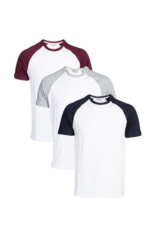 White 3-Pack Raglan Short-Sleeve T-Shirts