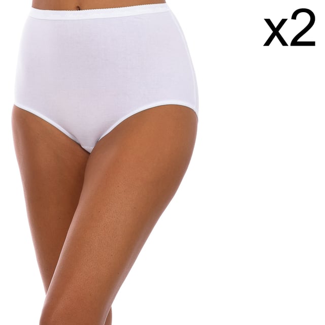 Pack-2 compression briefs Playtex.
 White color
 Ultra-flat elastic waist.
 Non-slip material.
 Invisible effect and shape maintenance.
 breathable fabric
 Flat seams and views in tone.

 Composition: 95% Cotton, 5% Elastane

 Wash at maximum temperature.
 -Do not bleach.
 -Do not use dryer.
 -Do not use iron.
 -Do not dry clean.
 Composition: 95% Cotton, 5% Elastane
 Care:
Wash at maximum temperature 30º.
 Do not use bleach.
 Do not use dryer.
 Do not use iron.
 Do not dry clean.