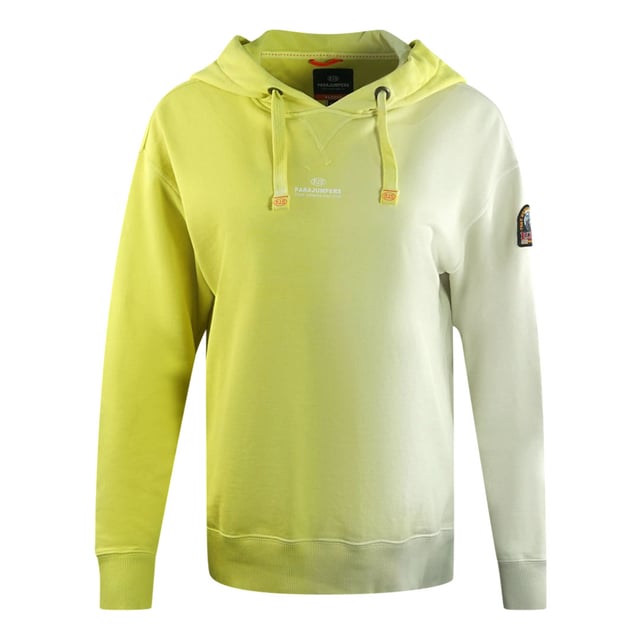 Blijf warm en stijlvol in de gele hoodie van Parajumpers. Deze luxueuze dames hoodie toont de merkbadge op de linkermouw. Offer geen stijl op voor comfort - maak een verklaring! Brand Patch-logo op linker mouw, 100% katoen, gewone fit kapperhood met hoodie, elastische tailleband en mouwen pull-over, drawstring pull, gewone gele hoodie, gemaakt in Italie-stijl code: cher gearceerd 608693 SD32
