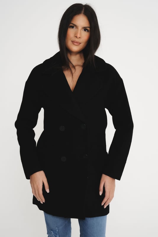 Black reefer jacket womens top