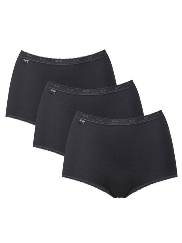 Sloggi Basic+ Maxi Brief. 3 Pack. Product is made of 95% Cotton, 5% Elastane and is machine washable.