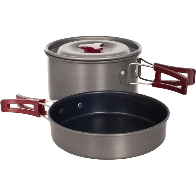 If you have a group of hungry bellies to fill, you need cooking utensils big enough to whip up lots of filling meals, so Trespass have brought you the Reheat camping pot set. Including a large cooking pot with lid and a frying pan, you can put together a big pot of soup for dinner and bacon rolls in the morning. Both parts have foldaway handles and stack for easy storage in the supplied bag. Non-stick for easy cleaning, the Reheat camp cooking set is ideal for seasoned campers who like to work a little culinary magic round the campfire.