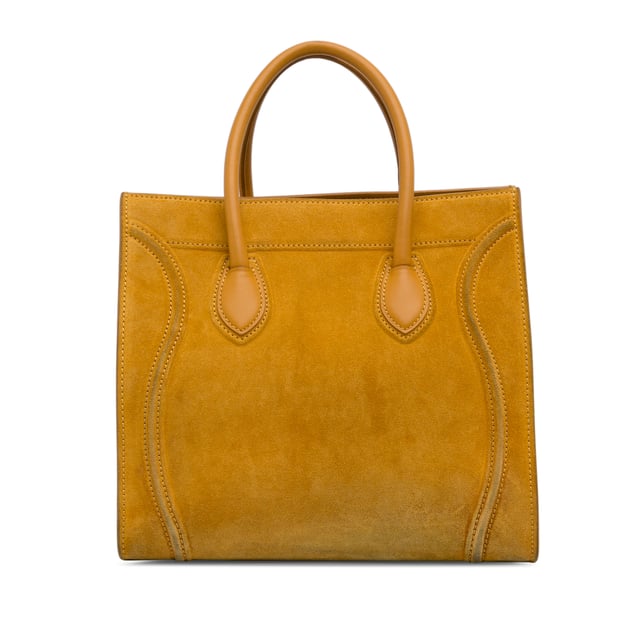 Vintage Celine Medium Suede Phantom Luggage Tote Yellow