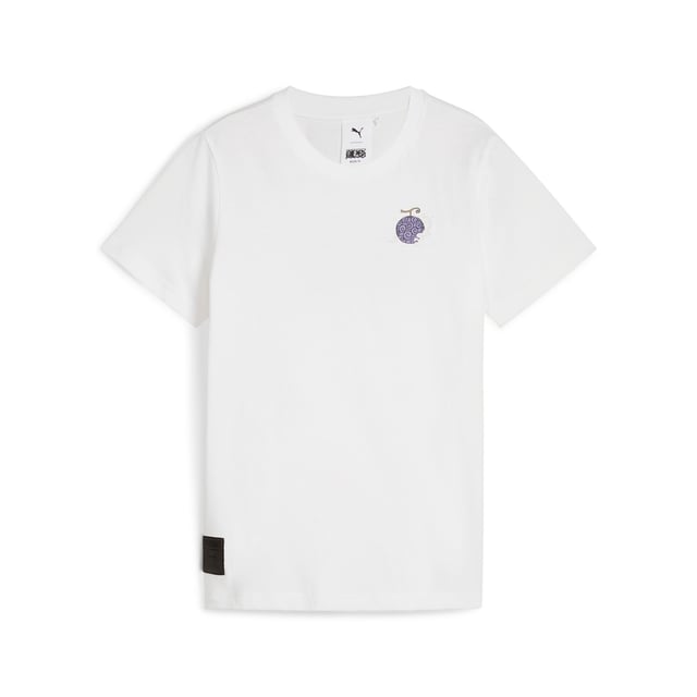 PRODUCT STORY: PUMA x ONE PIECE combines the worlds of manga and sports, with streetwear-relevant styling. We've taken inspiration from the Four Emperors to create this graphic tee. The perfect top for anyone who's a child of the sea. Ready to go treasure-hunting? FEATURES & BENEFITS: Made with at least 20% recycled cotton. DETAILS: Branded "Shanks" graphic on chest; PUMA x One Piece co-branded woven label on the sleeve; Stealthy PUMA label on the side; Crew neck; PUMA Youth: Recommended for older kids between 8 and 16 years.  Our model is 152 cm tall and is wearing size 152 RUS.