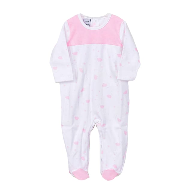 Baby romper Babidu.
 Long sleeve romper and long pants.
 Round neckline with ribbed finish.
 Printed on the front.
 Seams seen in tone.
 Composition: 100% cotton
 Care:
Wash at maximum temperature 40º
 -Do not use bleach
 -Accepts iron
 -Dry at low temperature