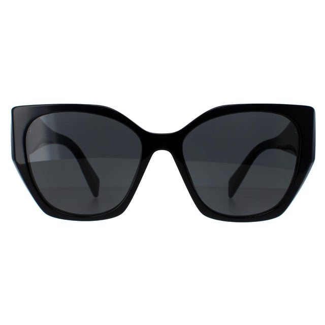 Prada Square Womens Black Dark Grey PR19ZS  Sunglasses are a modern design made of high-quality acetate material that ensures durability and comfort. The temples are adorned with the iconic Prada logo, adding a touch of sophistication. These sunglasses are perfect for any occasion, whether it's a day out in the sun or a night out on the town.