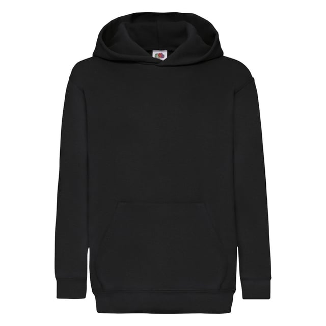 Fruit Of The Loom Childrens Unisex Hooded Sweatshirt Hoodie Black