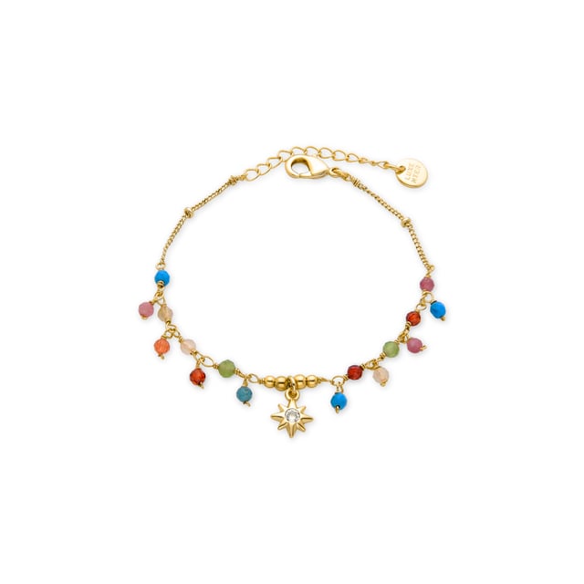 Pulsera Wyrm de Cristal Multicolor acabado oro 18k. África Moda te sumerge en un mundo de colores vibrantes, texturas exquisitas y diseños artesanales que reflejarán la esencia de tu espirítu.