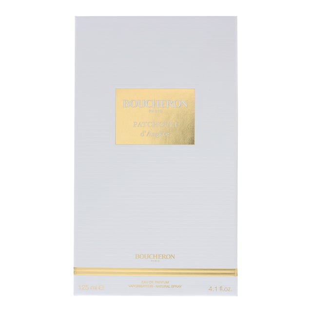 Patchouli d’Angkor is a unisex Chypre Floral Fragrance, created by Nathalie Lorson and launched in 2019 by Boucheron. The fragrance contains top notes of Pear and Bergamot; middle notes of Jasmine and Bourbon Pepper; and base notes of Patchouli, White Musk and Guaiac Wood. The fragrance is a flowery, powdery scent with the Pear note adding a sense of juiciness. The is best suited to Spring and Autumn months.