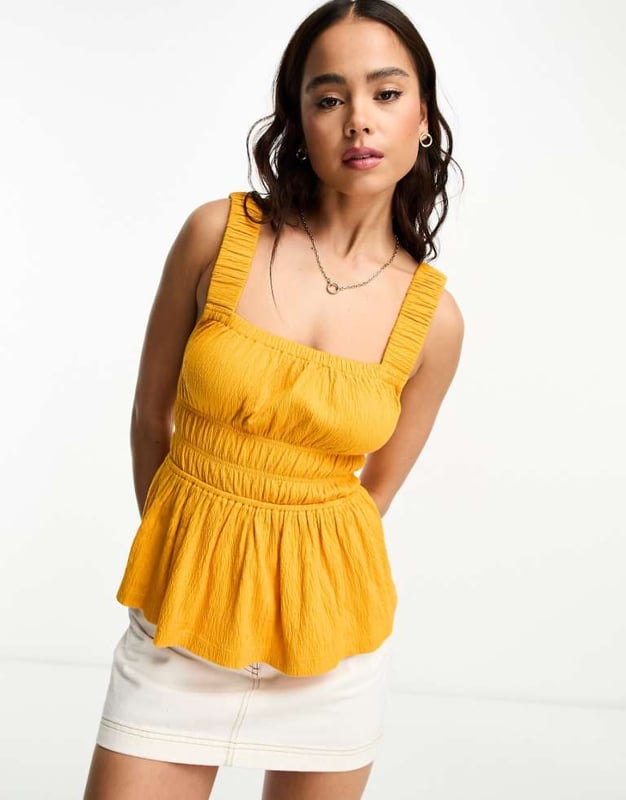 Yellow milkmaid top top