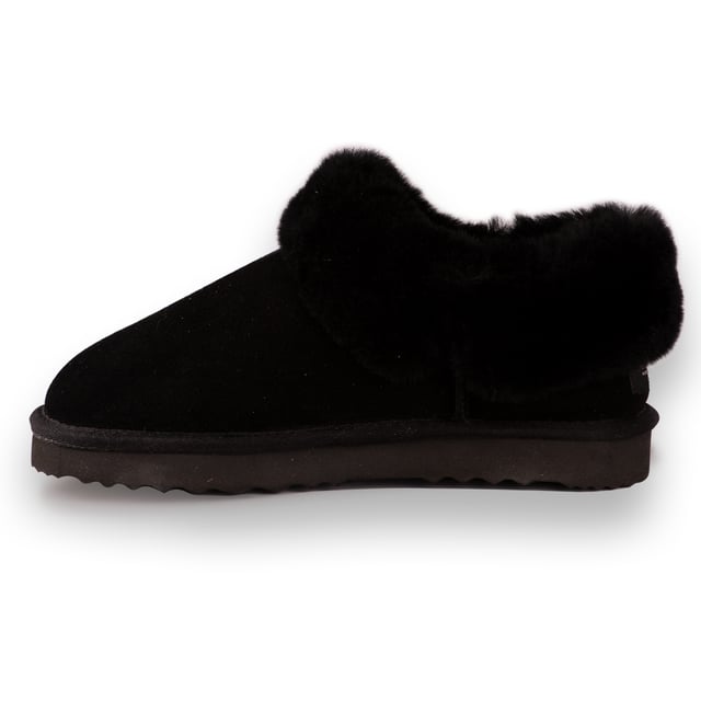 DETAILS    This traditional Ankle slipper for built comfort and support. The added sheepskin collar allows for that extra warmth, still providing a stylish look.  Traditional slipper you will wear all year round Plush premium Australian sheepskin lining Water resisBLACKt Leather Upper  Full Australian sheepskin insole Stylish looking sheepskin collar Light weight EVA, rubber blend outsole - soft and extra cushioning  Sheepskin breathes allowing feet to stay warm in winter and cool in summer 100% brand new and high quality, comes in a branded box, suitable for gift