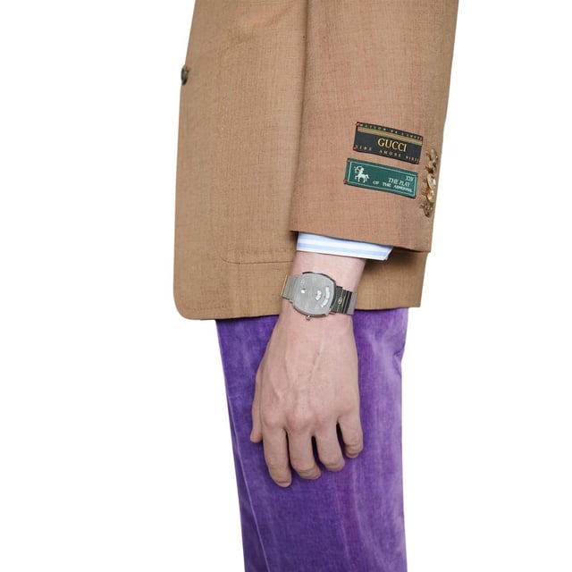 Brand: Gucci Collection: Grip Model Number: YA157410 Case Diameter: 38mm Case Material: Stainless Steel Strap Material: Stainless Steel Dial: Stainless Steel Face with Windows Water Resistance: 30 meters Movement: Quartz