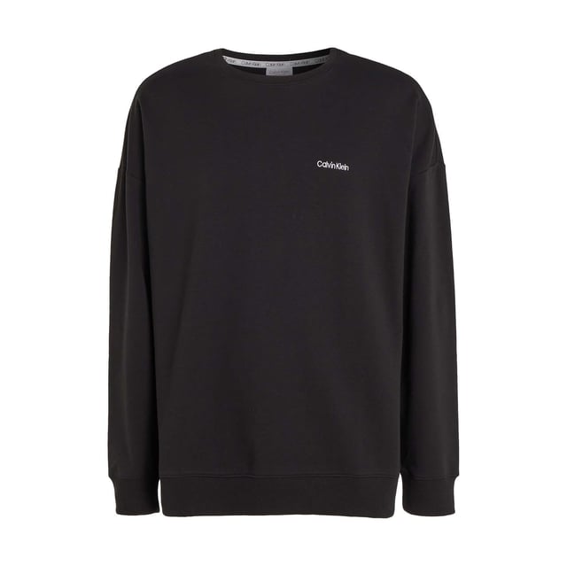 Mens Calvin Klein Lounge Sweatshirt in black.- Ribbed crewneck.- Ribbed cuffs and hem.- Signature tape inside the neckline.- Calvin Klein embroidery on the chest.- Regular fit.- Ref: 000NM2300EUB1