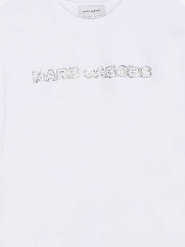 MARC JACOBS Girls Long Sleeve Diamante Logo T-Shirt in White