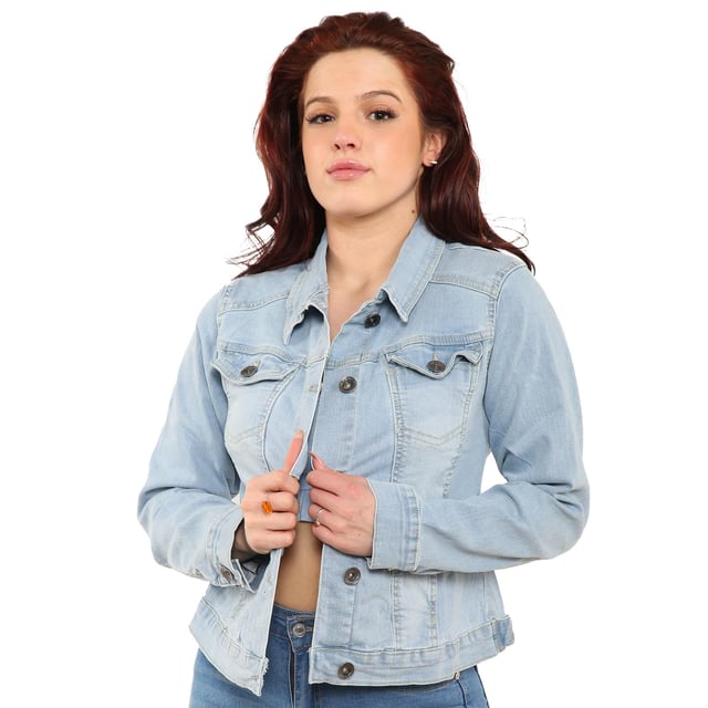 Womens Denim Jacket UK Sizes S-XL, Stylish Wardrobe Staple Button Jacket, Two Front Flap Pockets For Easy Storage, 98% Cotton material and 2% Elastane for Extra Comfort and Stretch, Classic Coat Ideal For Wearing To All Casual Occasions.