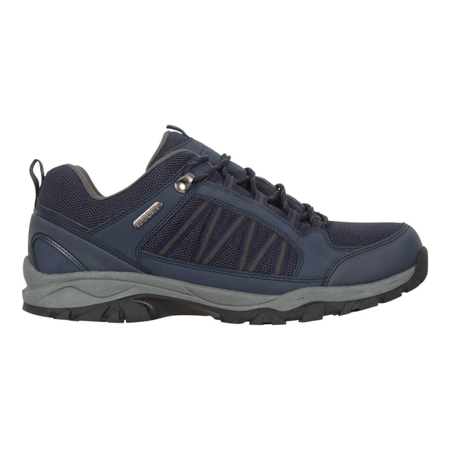 Upper: Waterproof. Lining: Breathable, Mesh. Insole: Cushioned, EVA. Outsole: High Traction Grip. 5 Eyelets. Heel & Toe Bumpers, Pull Tab. Flat. Cut: Low Cut. Design: Contrast Detail, Logo, Text. Toe Style: Round. Fastening: Lace Up.