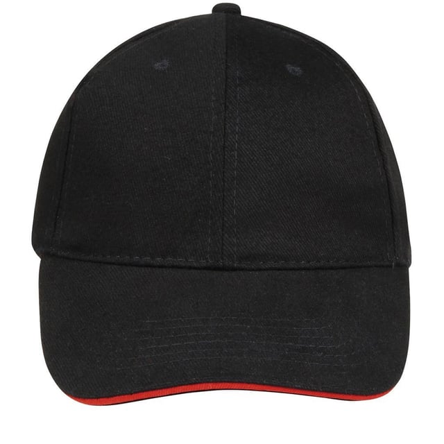 6 panel. Six ventilation eyelets. Size adjuster with metal buckle. Contrast sandwich peak on certain colours. Material: 100% thick brushed cotton. One size.