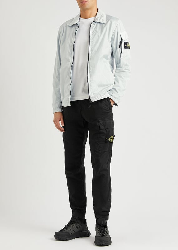 Stone Island Crinkle Reps Pearl Grey Shell Overshirt