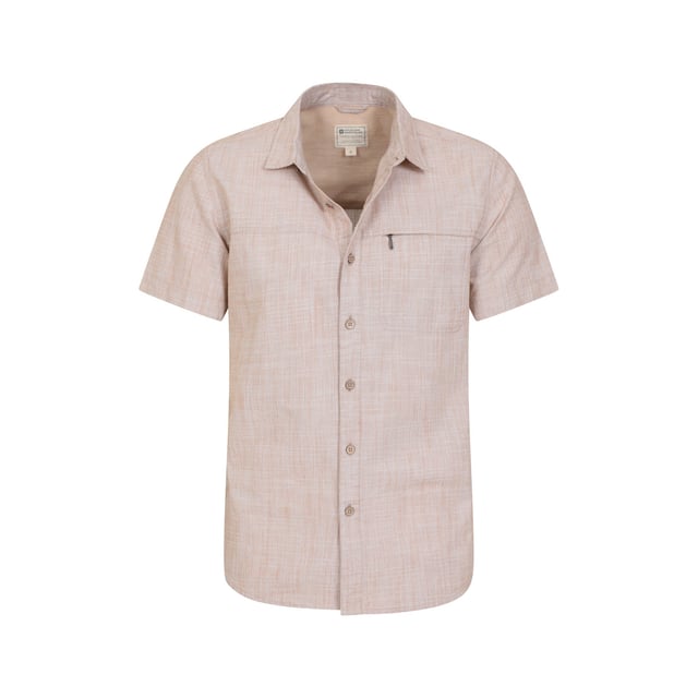 Outer Materials: 100% Cotton. Lining Material: 100% Polyester. Fabric: Slub. Lining: Mesh. Design: Textured. Pockets: 1 Chest Pocket, Zip. Fastening: Button. Sleeve-Type: Short-Sleeved. Neckline: Turn Down Collar. Fabric Technology: Breathable, Lightweight. 7 Button Placket.