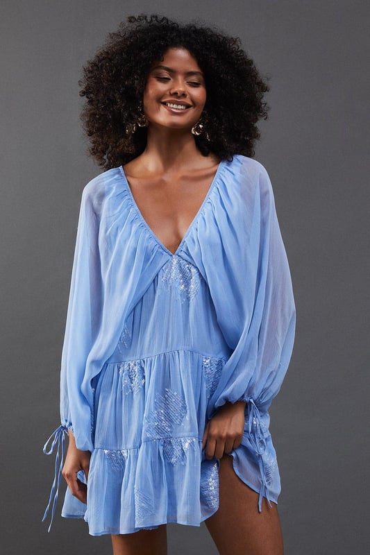 Embellished smock dress clearance