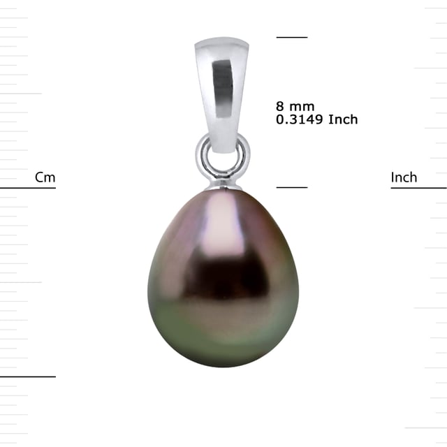 Ketting - 925 duizendste - Pearl Tahitiaanse pear 8-9 mm - Een link Liefde nylon gevlochten ZWART - Lengte 42 cm - Wordt geleverd in een koffer met een certificaat van echtheid en een internationale garantie - Al onze sieraden zijn gemaakt in Frankrijk.