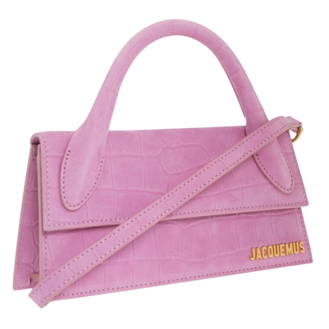 Deze tas van Jacquemus is het perfecte accessoire voor degenen die een klassiek tintje willen toevoegen aan hun dagelijkse look, Jacquemus roze tas, sluiting met sluiting, gemaakt in Italie, 100% leer, effen roze tas, de Chiquito lange tas, kleine tas