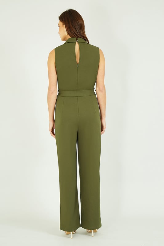 Button detail self tie jumpsuit store
