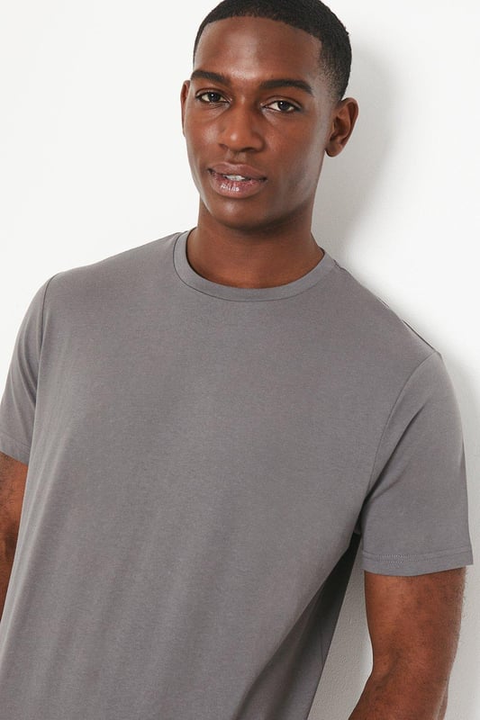 Cotton Crew Neck T-shirt. Consciously made from super-soft fabrics, look to this must-have crew T-shirt for men. Boasting short-cut sleeves, a comfortable neckline, and a tailored cut finish.
