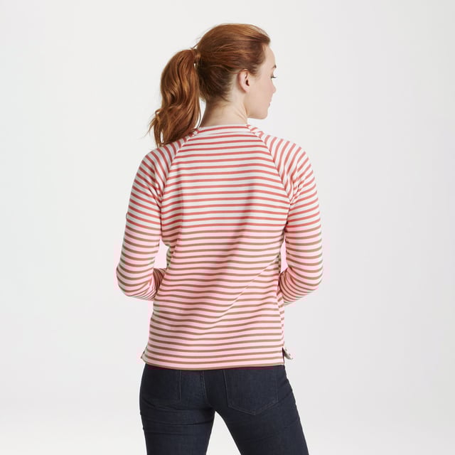 Material: 100% Polyester. Fabric: Fleece. Design: Striped. 3 Button Placket. Fabric Technology: Insulating, Lightweight. Hem: Split. Neckline: Crew Neck. Sleeve-Type: Long-Sleeved. Fastening: Button. Sustainability: Made from Recycled Materials.