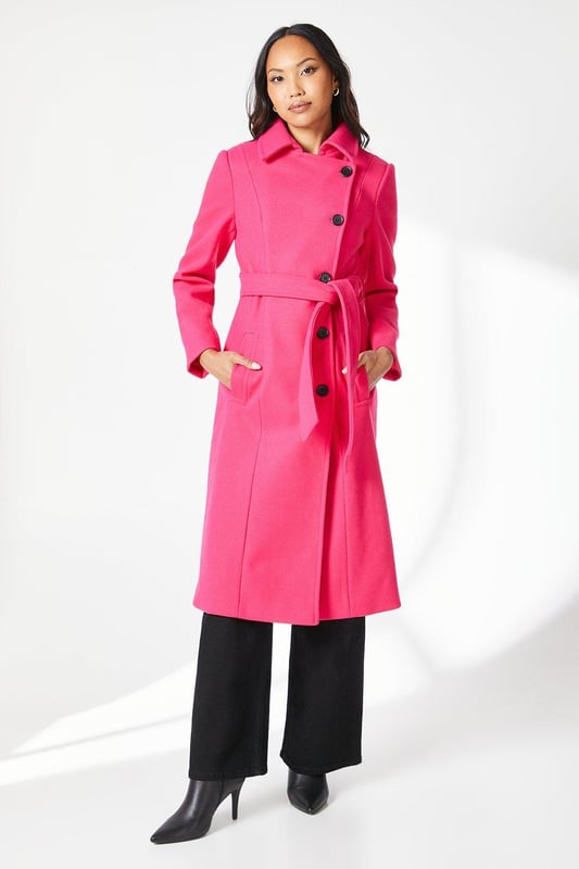 Pink wrap coat deals