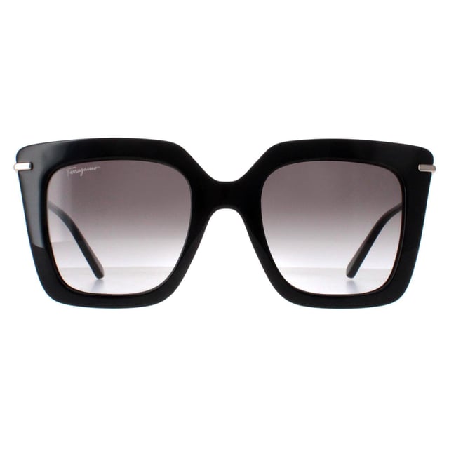 Salvatore Ferragamo Square Womens Black Smoke Gradient SF1041S  Sunglasses are crafted with meticulous attention to detail. These exude sophistication and elegance. The sleek and modern design features a bold acetate frame, complemented by the iconic Gancini hinge, adding a touch of timeless charm. With the lenses offering both protection and style, these sunglasses are the perfect accessory for any occasion, effortlessly blending fashion and function.