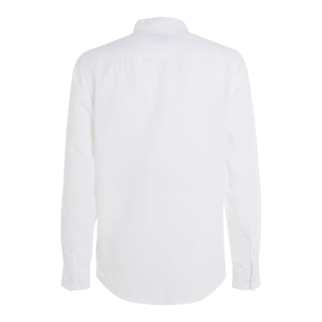 Mens Calvin Klein Regular-Fit Linen Cotton Shirt in white.- Pointed collar.- Long sleeves.- Concealed button fastening.- Chest pocket.- Relaxed fit.- Ref: K10K108664YAF