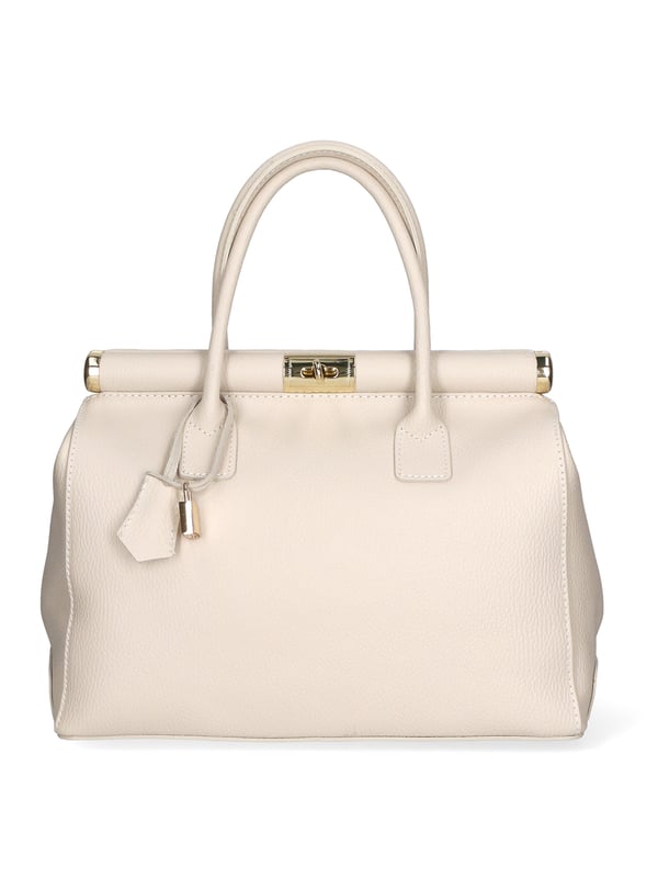 Bolso de mano de mujer de dos compartimentos con bandolera extraíble. Producto artesanal italiano en piel genuina dólar. Hecho en Italia