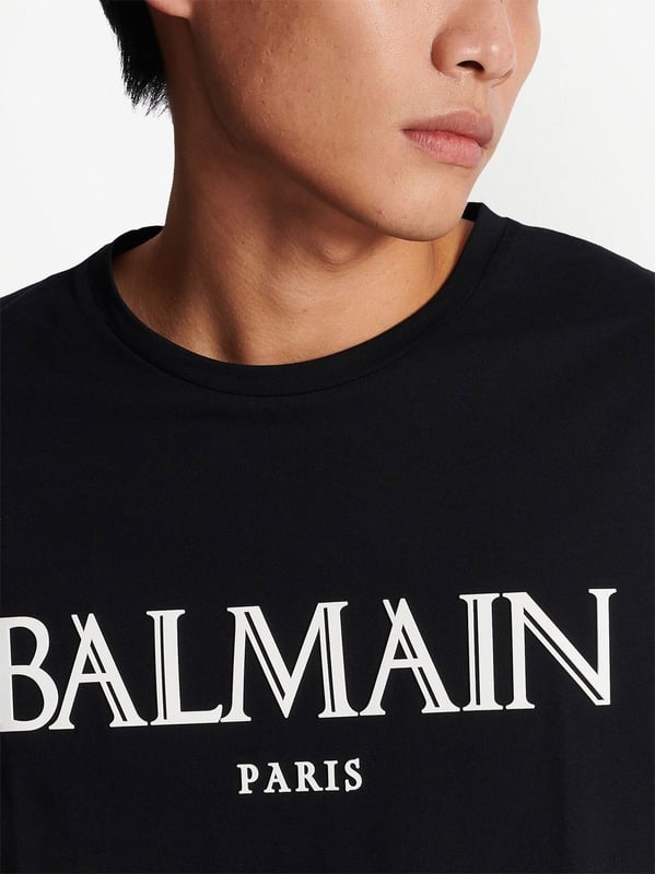 Blaming Oversized T-shirt with Rubber Roman Balmain Logo Black - Main Image
