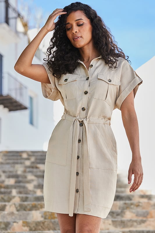 Smart Casual Smart Linen Dresses Smart Casual Red Linen Shirt - Main Image