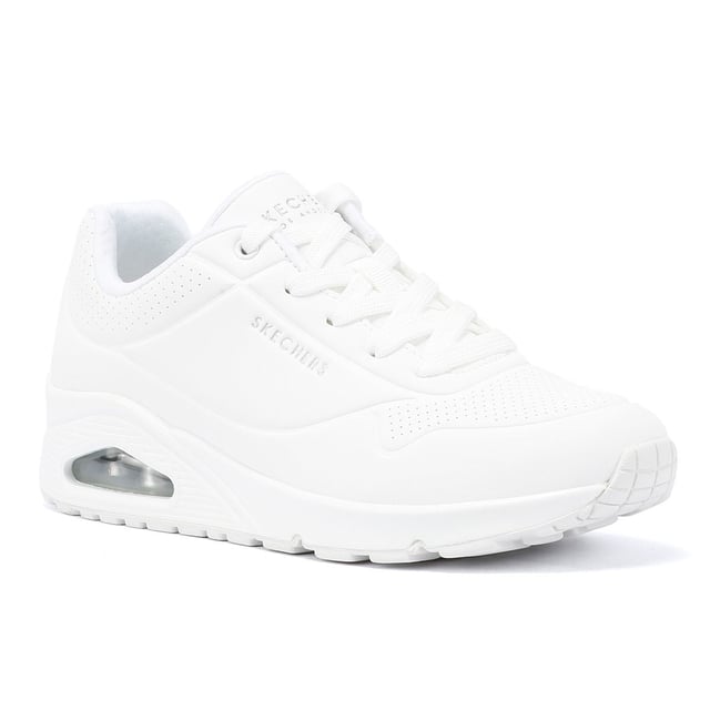 Discover the ultimate comfort with these sneakers crafted with a smooth synthetic Durabuck perforated upper for durability and style. Features Skechers Air-Cooled Memory Foam insole for enhanced comfort, pressure relief, and breathability. Equipped with Skech-Air visible air-cushioned midsole for superior cushioning and a flexible rubber traction outsole for stability.