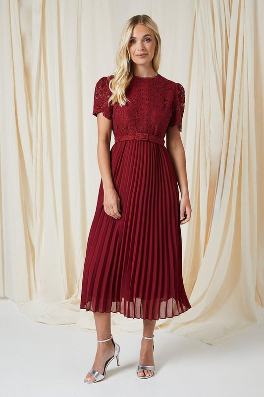 Pleated midi dress petite clearance